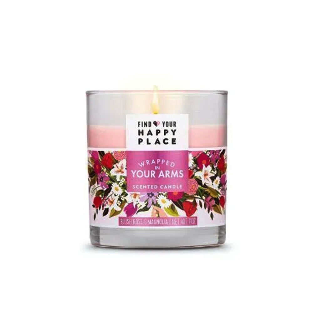 Scented Jar Candle - Wrapped In Your Arms, Blush Rose and Magnolia Fragrance by Find Your Happy Place