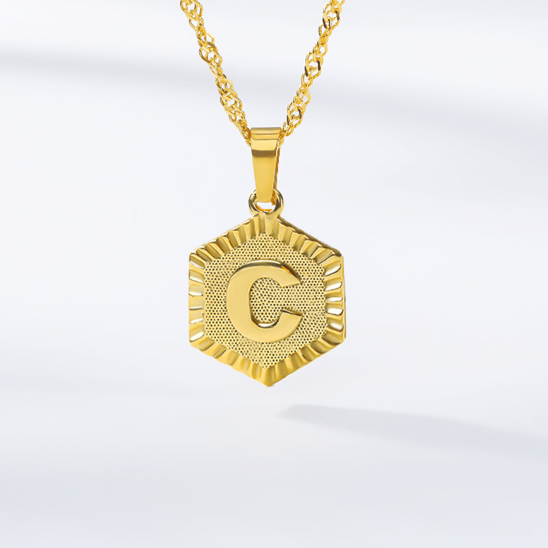 Gold Color A Z Alphabet Initial Pendant Necklace