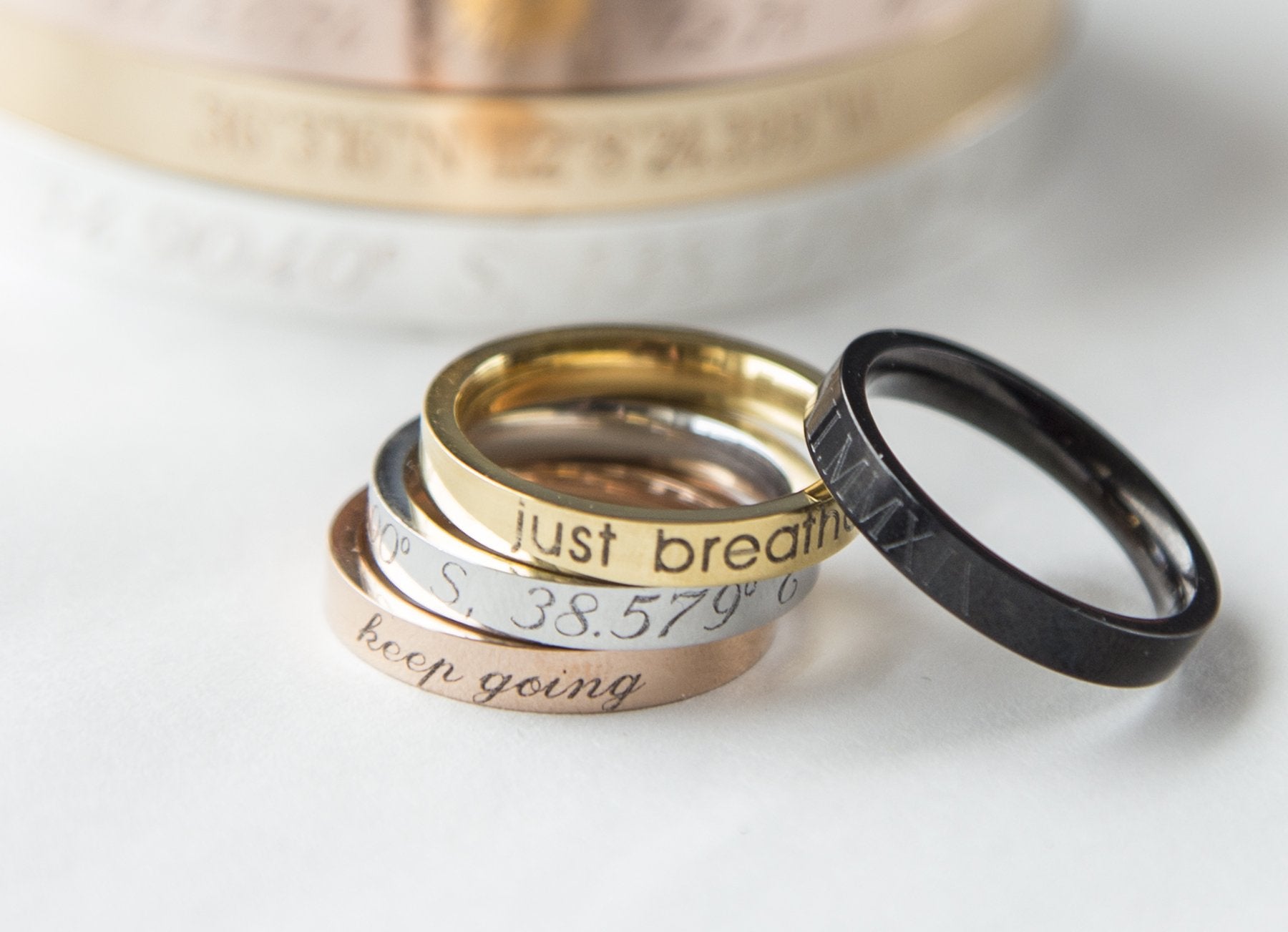 Stacking Ring Engraved Ring, Personalized Gift Women Inspiration Ring