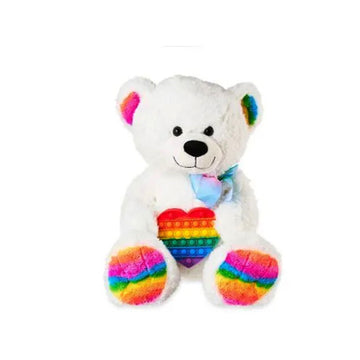 Rainbow Pop It Heart 18" Bear Plush