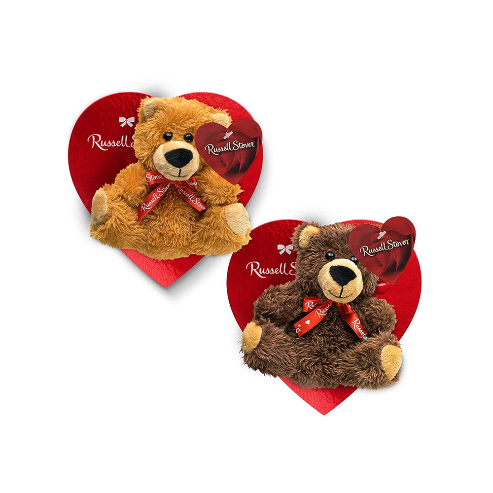 Russell Stover Red Foil Heart with Plush Bear Assorted Milk & Dark Chocolate